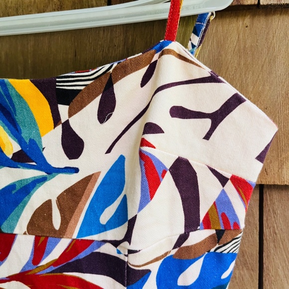 Anthropologie Women's Denim Printed Square-Neck Bodycon Mini Dress - Picture 7 of 15